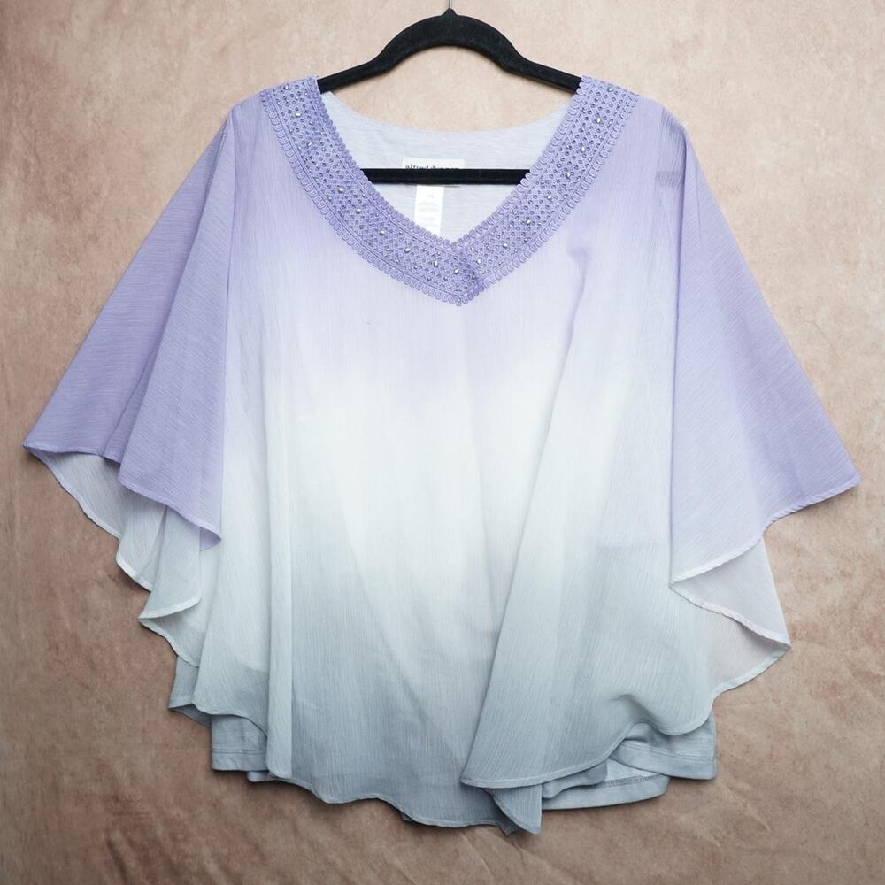Alfred Dunner Ombre Poncho Top 18W Y2K